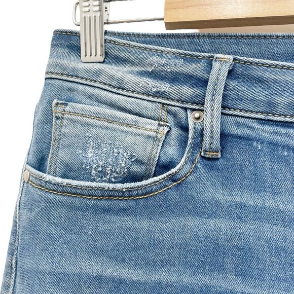 Driftwood Colette Straight Leg Boho Jeans Medium Wash Plaid Tartan Cuff Size 29 - Picture 7 of 14